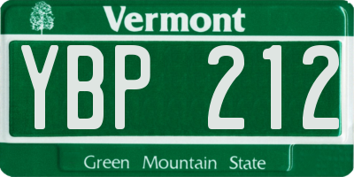 VT license plate YBP212