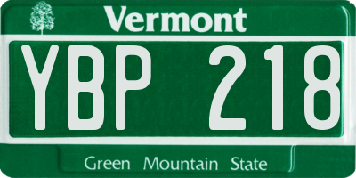 VT license plate YBP218