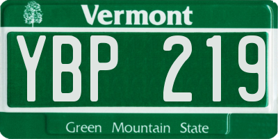 VT license plate YBP219