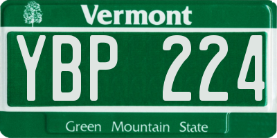 VT license plate YBP224
