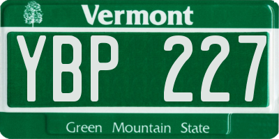 VT license plate YBP227