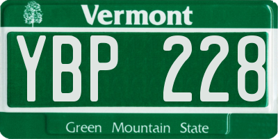 VT license plate YBP228