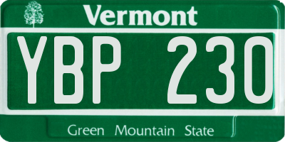 VT license plate YBP230