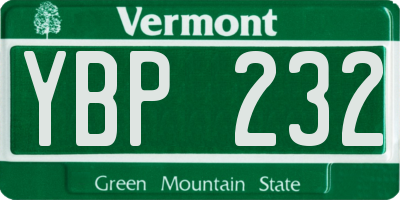 VT license plate YBP232