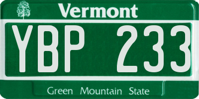 VT license plate YBP233