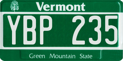 VT license plate YBP235