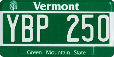 VT license plate YBP250