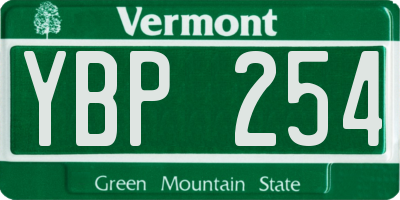 VT license plate YBP254
