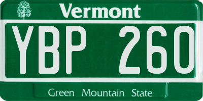 VT license plate YBP260