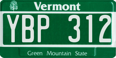 VT license plate YBP312