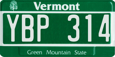 VT license plate YBP314