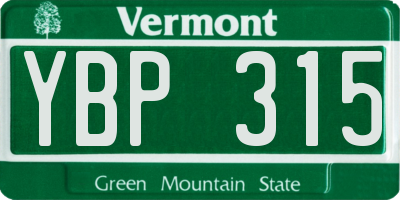 VT license plate YBP315