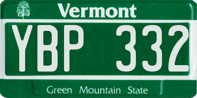 VT license plate YBP332