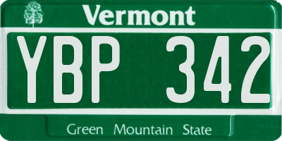 VT license plate YBP342