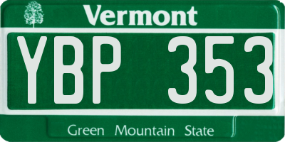 VT license plate YBP353