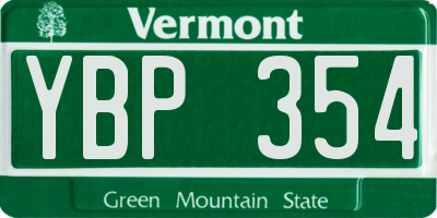 VT license plate YBP354