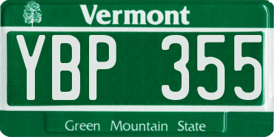 VT license plate YBP355