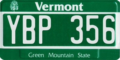 VT license plate YBP356