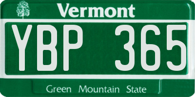 VT license plate YBP365