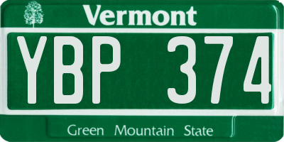 VT license plate YBP374