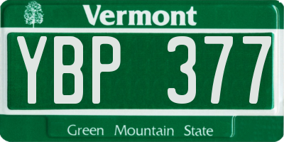 VT license plate YBP377