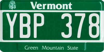 VT license plate YBP378