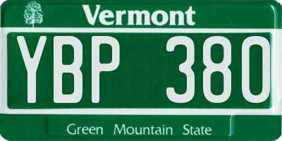 VT license plate YBP380