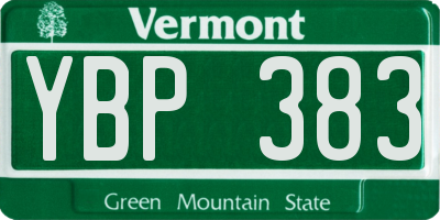 VT license plate YBP383