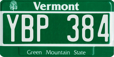 VT license plate YBP384
