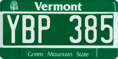 VT license plate YBP385