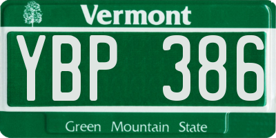 VT license plate YBP386