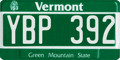 VT license plate YBP392
