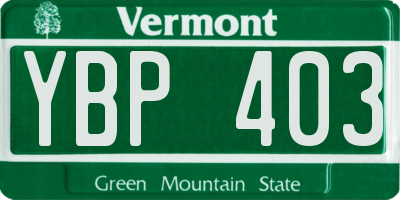 VT license plate YBP403