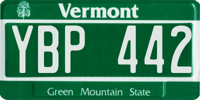 VT license plate YBP442