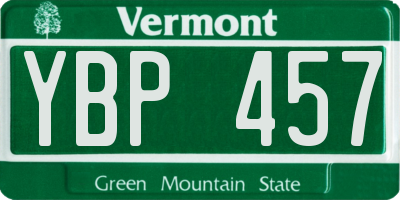 VT license plate YBP457