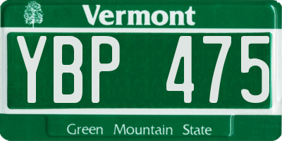 VT license plate YBP475
