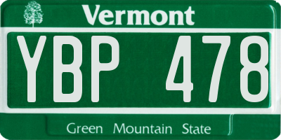 VT license plate YBP478