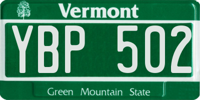 VT license plate YBP502