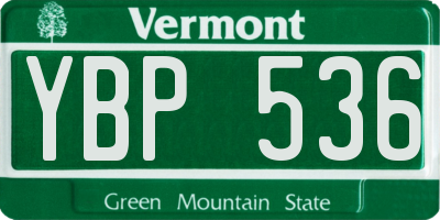 VT license plate YBP536