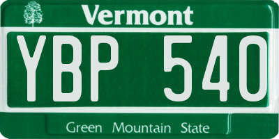 VT license plate YBP540