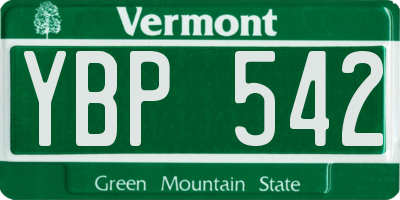 VT license plate YBP542