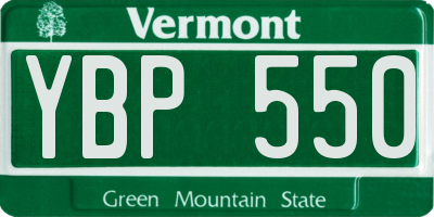VT license plate YBP550