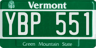 VT license plate YBP551