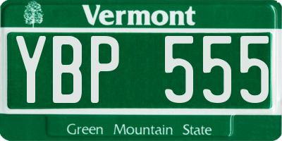 VT license plate YBP555