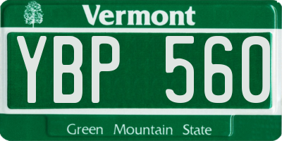 VT license plate YBP560