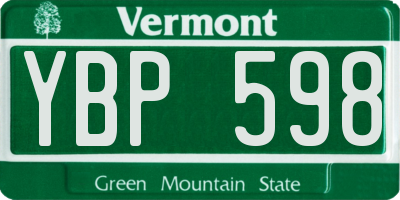 VT license plate YBP598