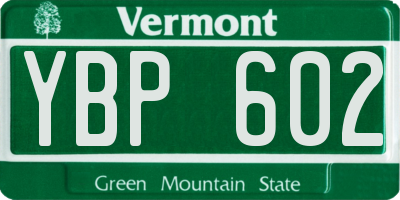 VT license plate YBP602