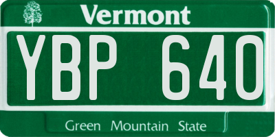 VT license plate YBP640