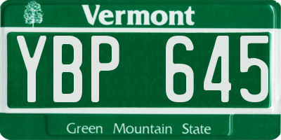 VT license plate YBP645
