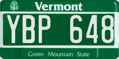 VT license plate YBP648